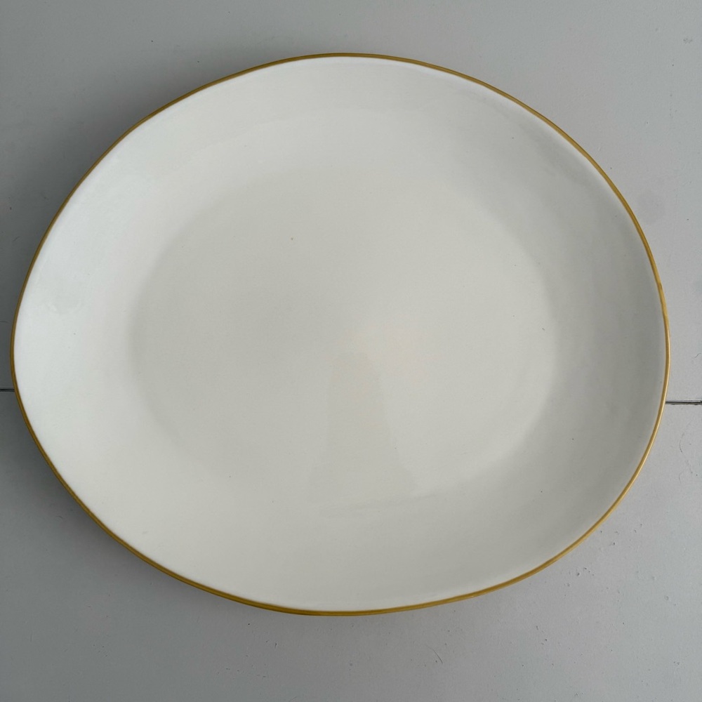 Casa Domani Baya Ironstone Serving Plate White Yellow Mediterranean Boho Party
